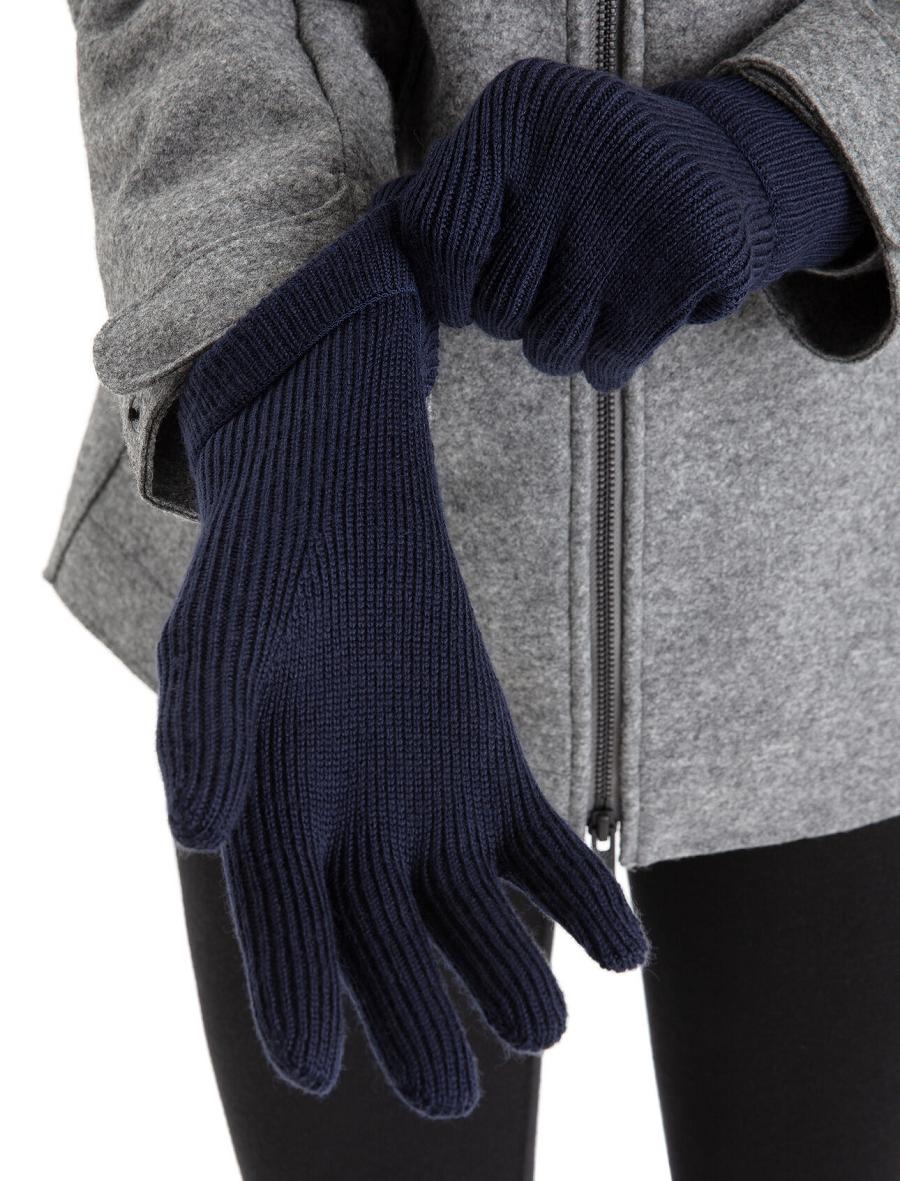 Midnight Navy Men's Icebreaker Unisex Merino Rixdorf Gloves | USA 1061XYUF